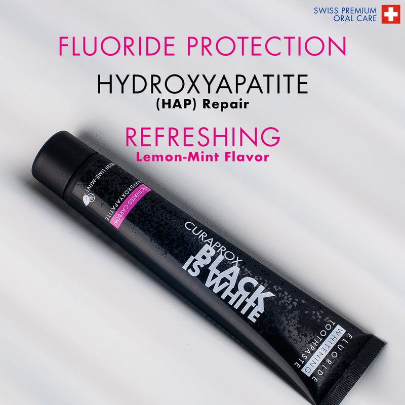 CURAPROX Black Is White Toothpaste - Gentle Cleaning for Sensitive Teeth & Gums I Ideal for Plaque Removal, 1 Pack - Image 5